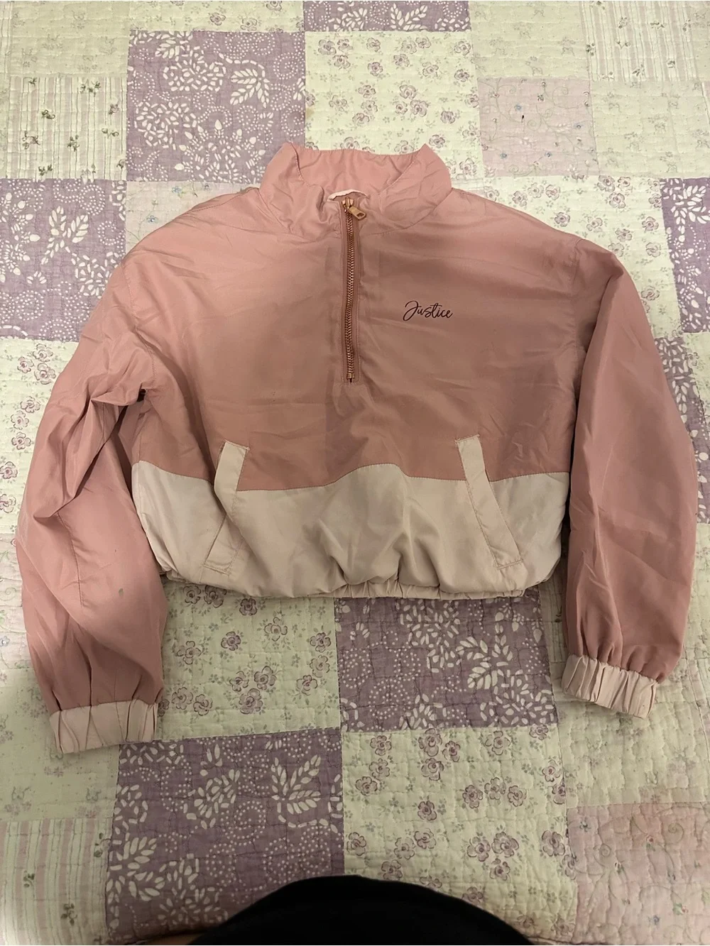 Justice Two-Tone Pink Cropped Bomber Jacket